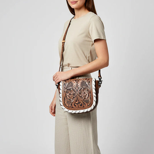 American Darling Hand Tooled Leather Cross Body Bag