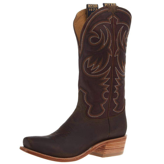 Hyer Men's Hays Bay Brown and Rust Vintage Punchy Square Toe Cowboy Boots
