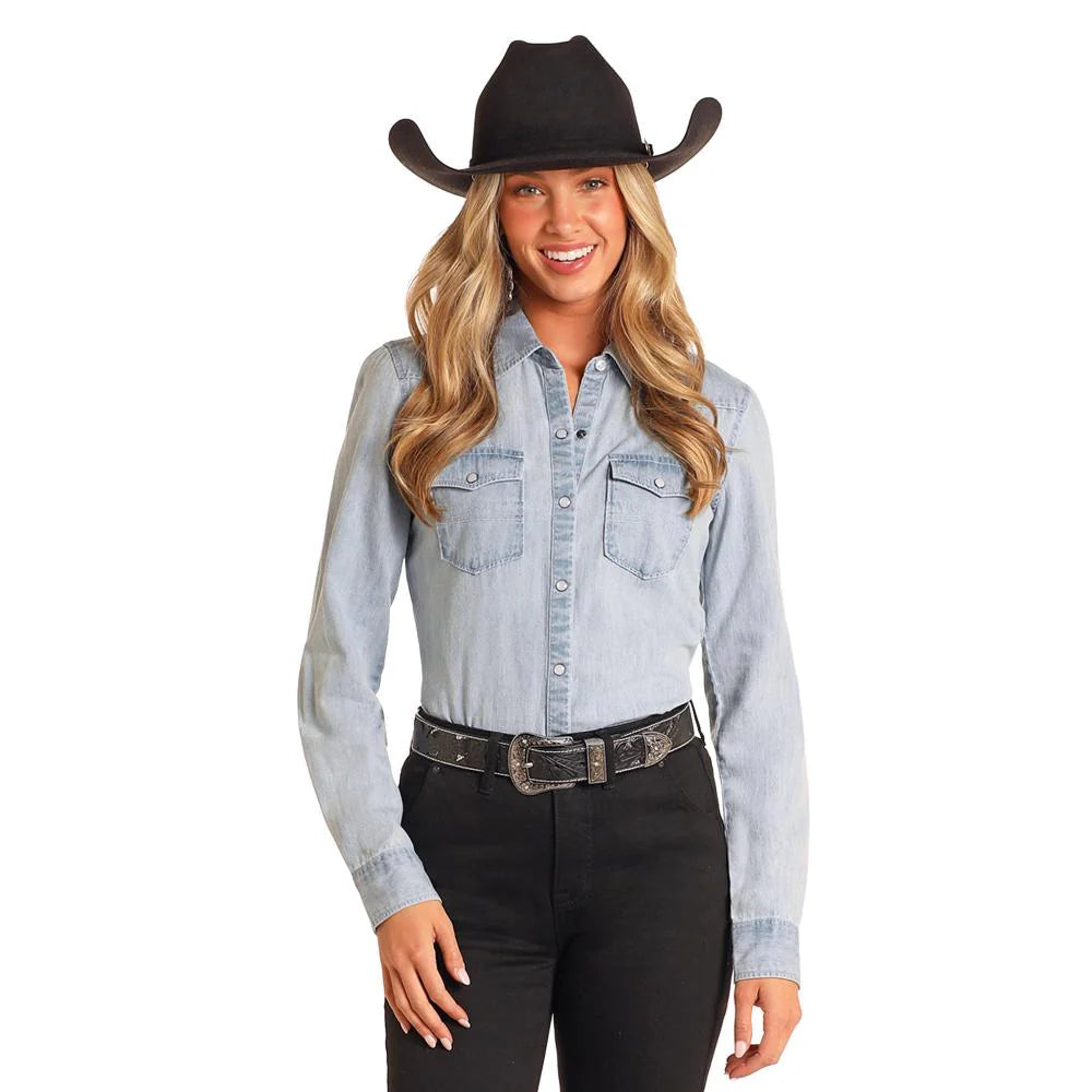 Rock & Roll Denim Women's Denim Long Sleeve Snap Shirt
