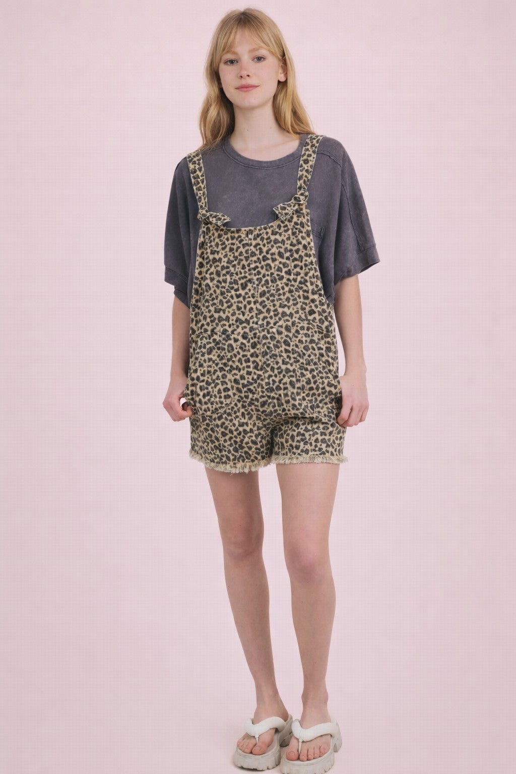 Leopard Printed Cotton Romper