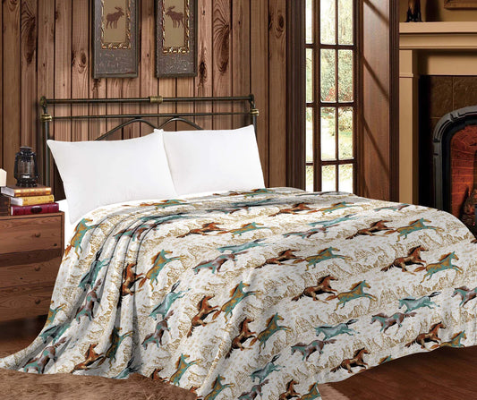 Mia Collection Twin Running Horses Heavy Throw