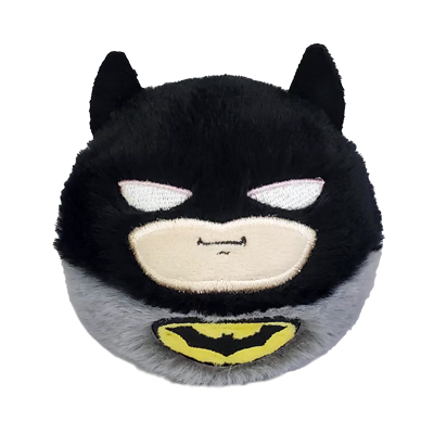 Plush toy ball resembling a Batman, on a white background