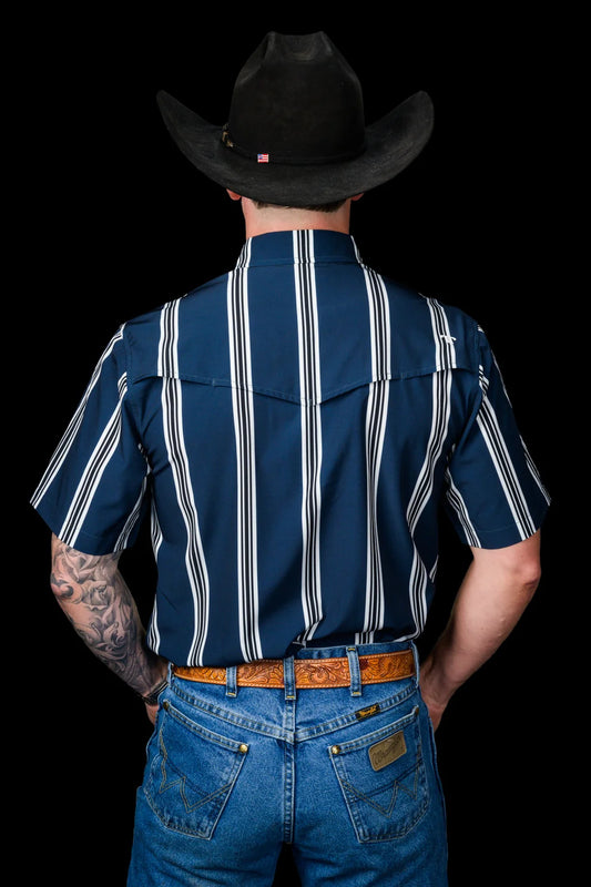 Ferrell Brand The Hatfield Short Sleeve Pearl Snap Shirt in Blue