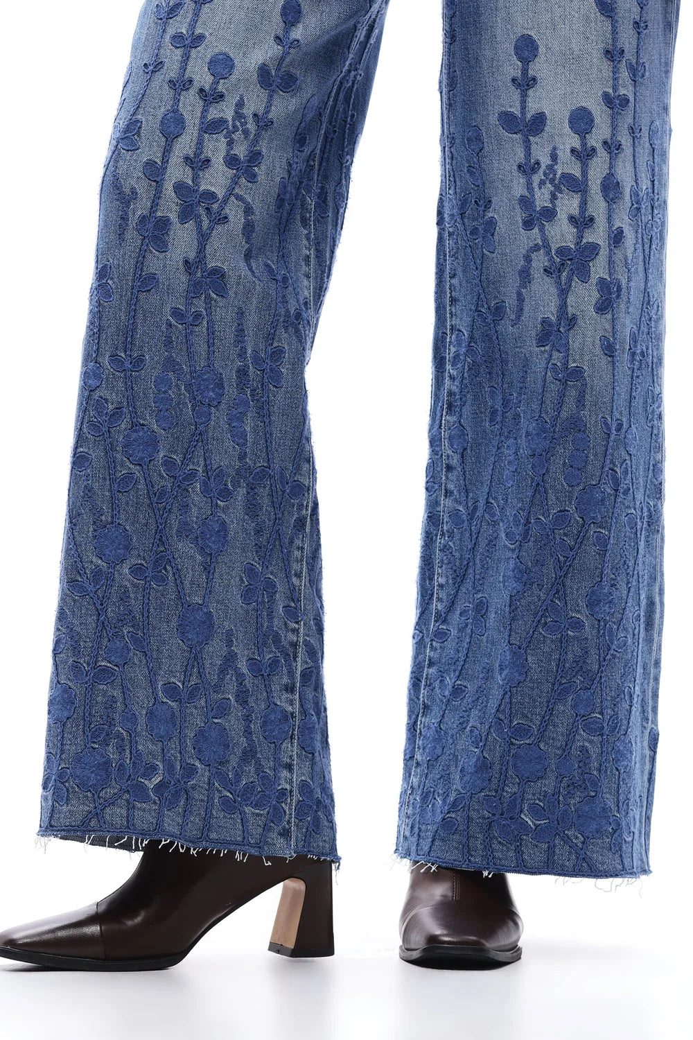 Bayeas High Rise Embroidered Wide Leg Jeans