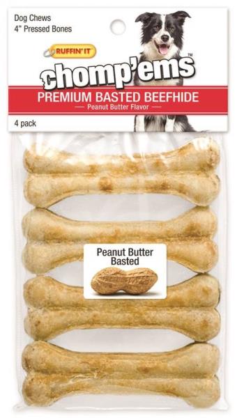 Chomp 'ems Basted Beefhide Bones-Peanut Butter