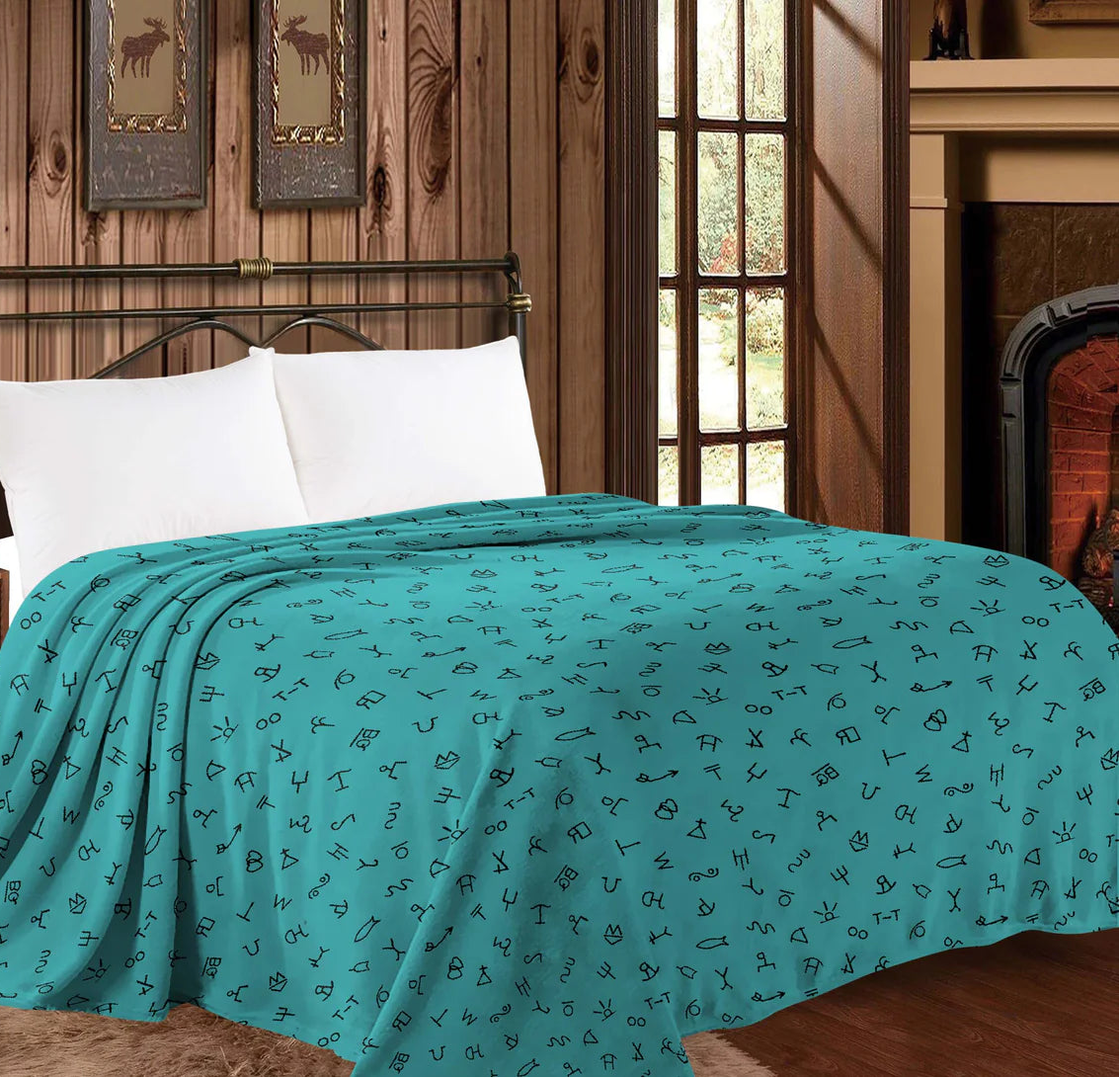 Western Turquoise Twin Throw Blanket