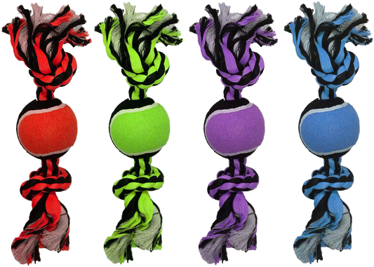 Multipet Nuts for Knots 2-Knot Rope with Tennis Ball