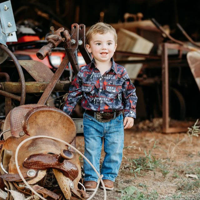 Shea Baby Rodeo Road Black Long Sleeve Pearl Snap Shirt