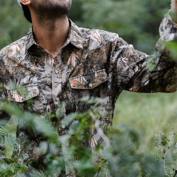 Raised By Coyotes Mesquite Camo Long Sleeve Pearl Snap Shirt
