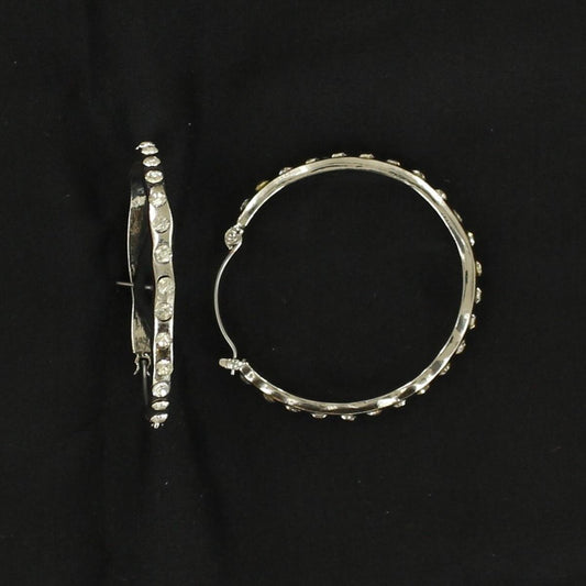 Blazin Roxx Clear Rhinestone Hoop Earrings