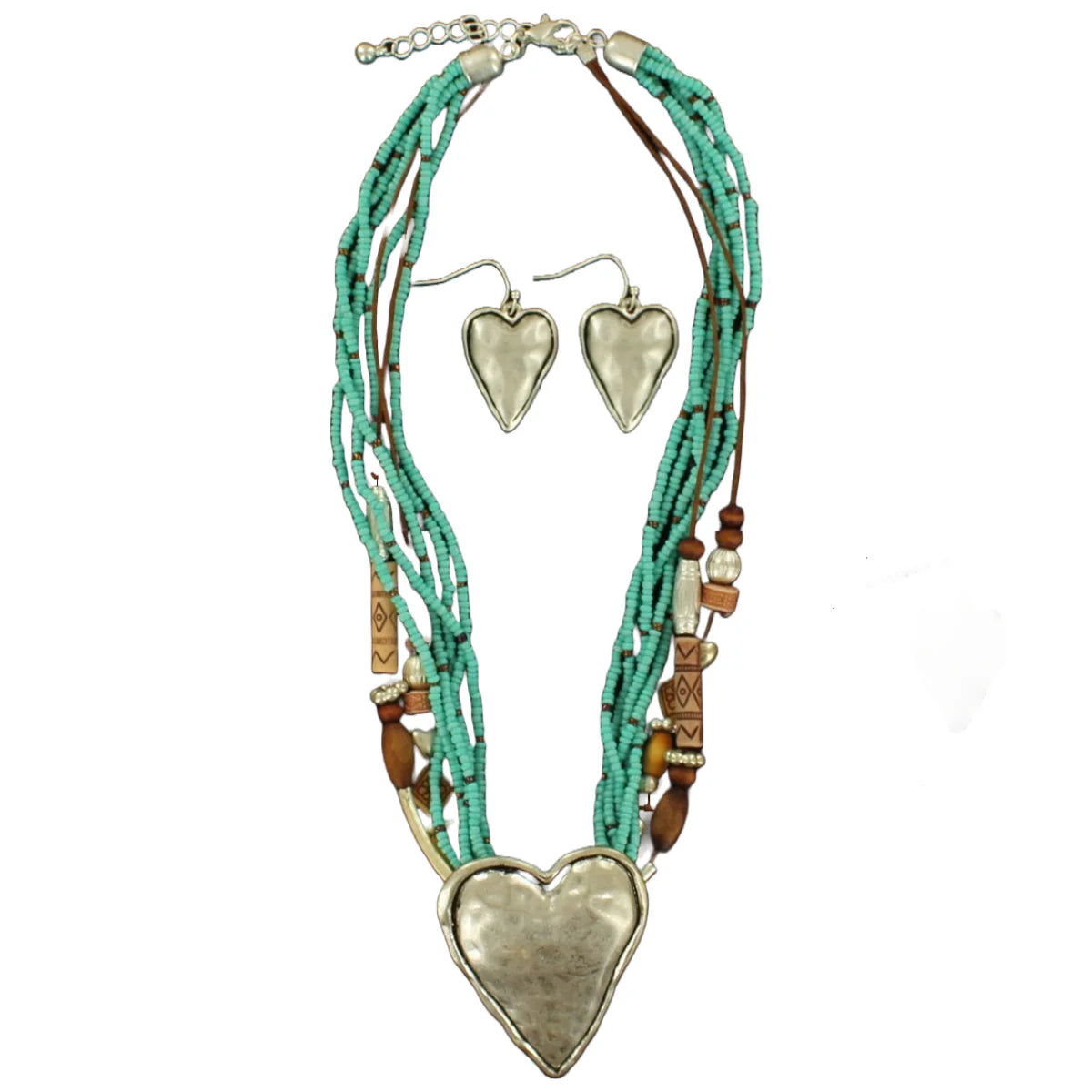 Western Hammered Heart Jewelry Set