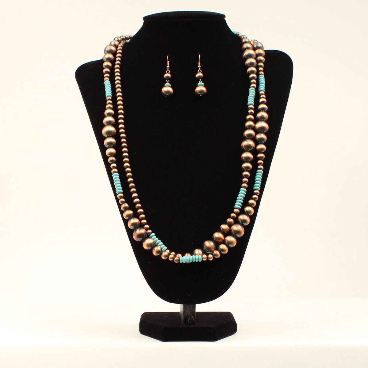 Blazin Roxx Copper Turquoise Navajo Pearl Necklace Set