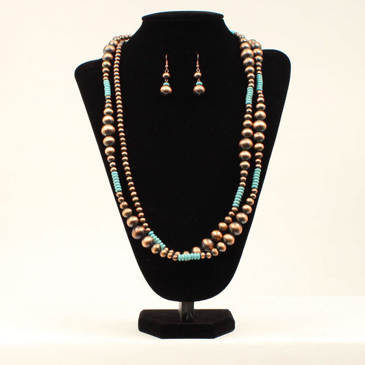 Blazin Roxx Copper Turquoise Navajo Pearl Necklace Set