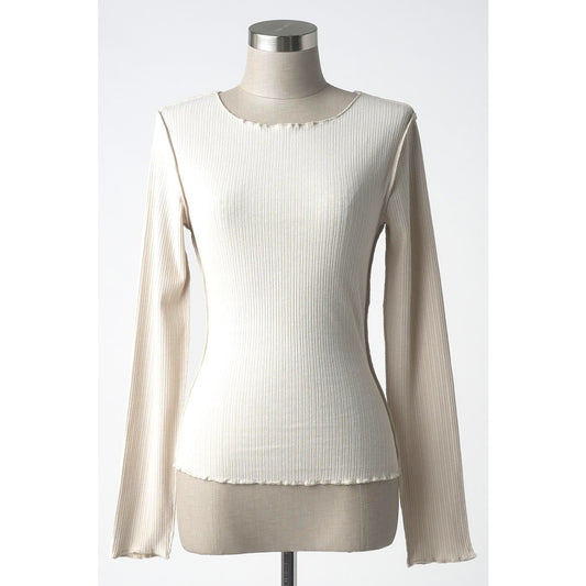 Lettuce Edge Ribbed Long Sleeve Top
