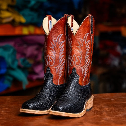 Anderson Bean Black Lux Hornback Caiman Boot
