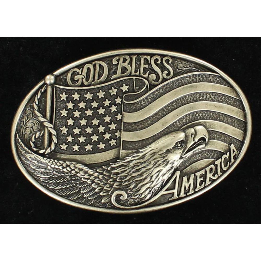 Nocona Oval God Bless America Buckle