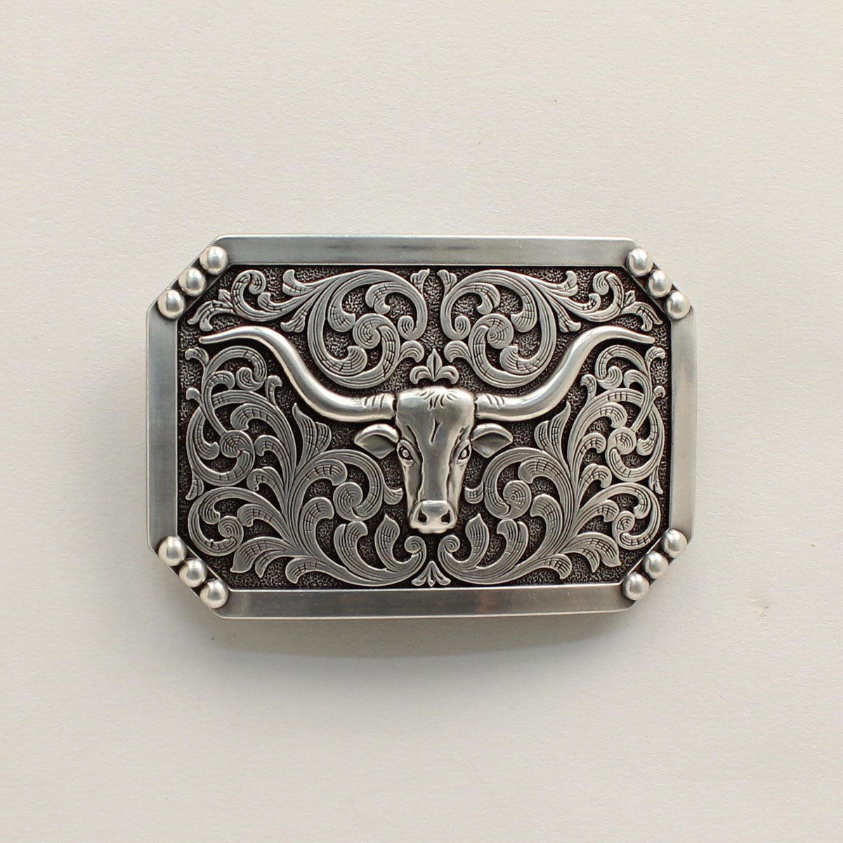 Nocona Men's Rectangle Smooth Edge Longhorn Buckle