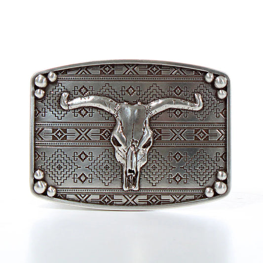Nocona Rectangle Bull Skull Buckle