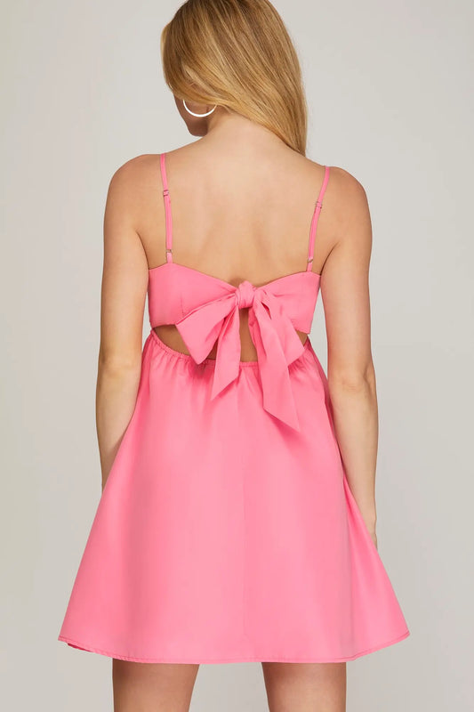 Pink Tie Back Babydoll Dress