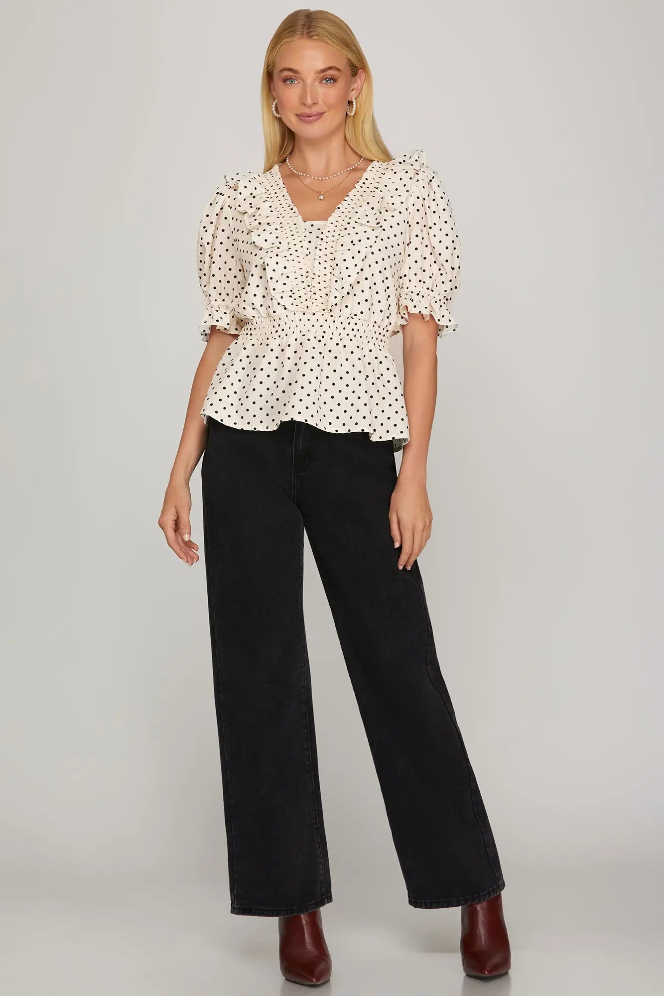 Ruffled Polka Dot Top