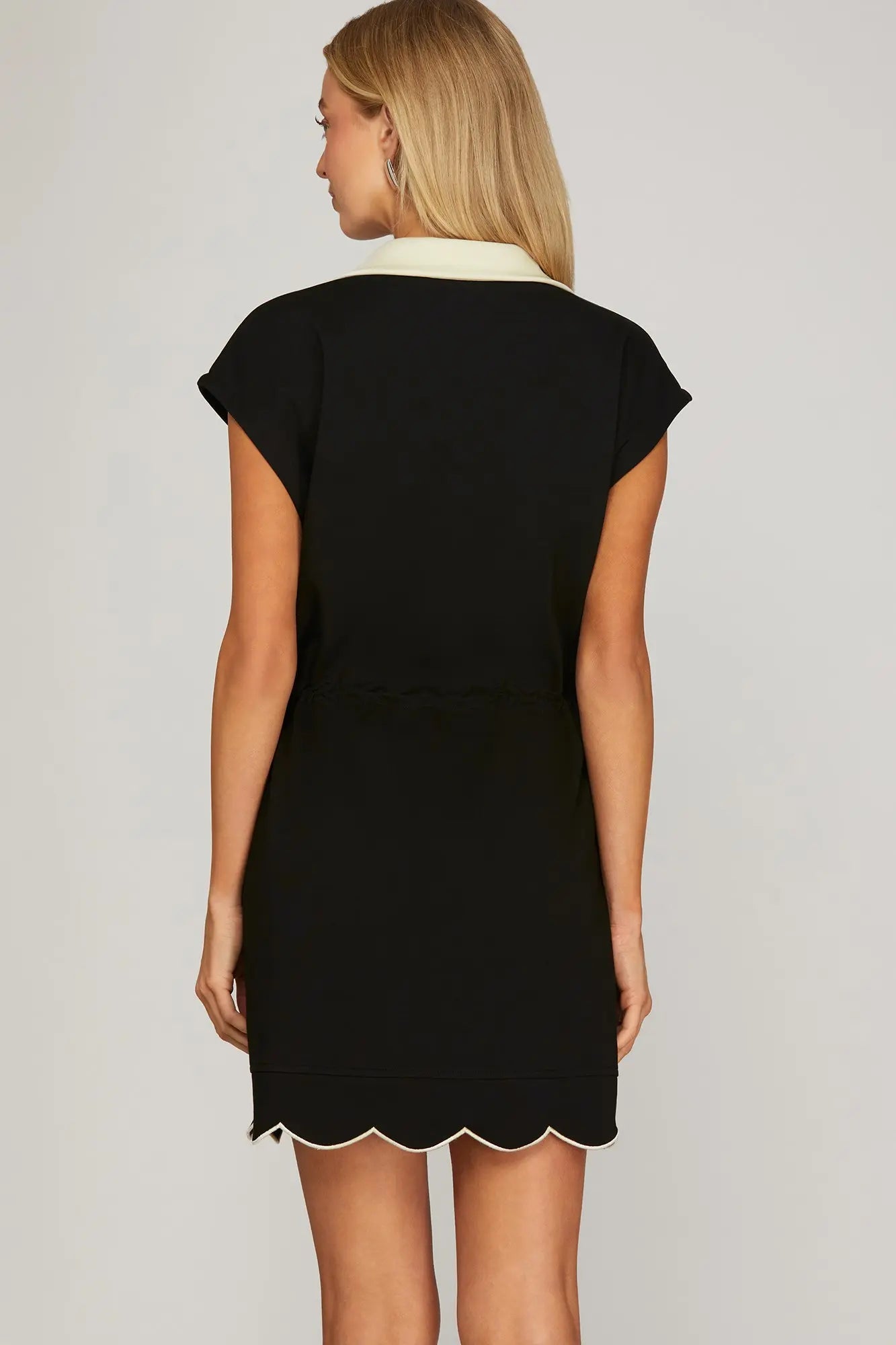 Scallop Hem Scuba Knit Mini Dress