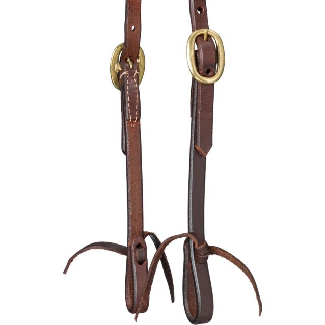 Tough1 Royal King Harness Leather Mini Browband Headstall with Tie Ends