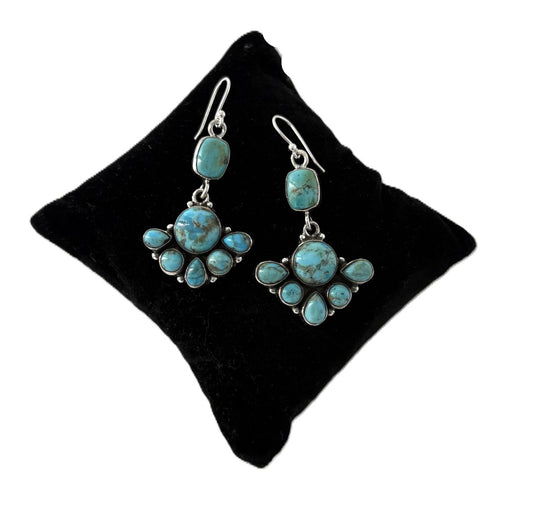 7 Stone Turquoise Earrings