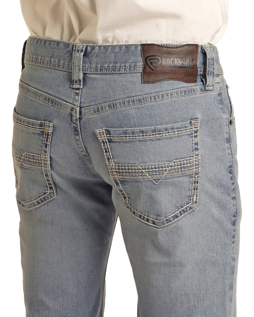 Rock & Roll Denim Men's Pistol Stackable Boot Cut Light Wash Jean