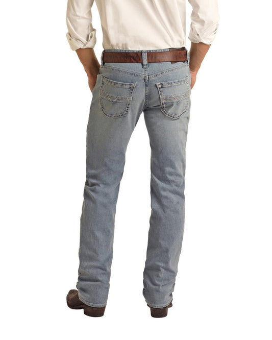 Rock & Roll Denim Men's Pistol Stackable Boot Cut Light Wash Jean