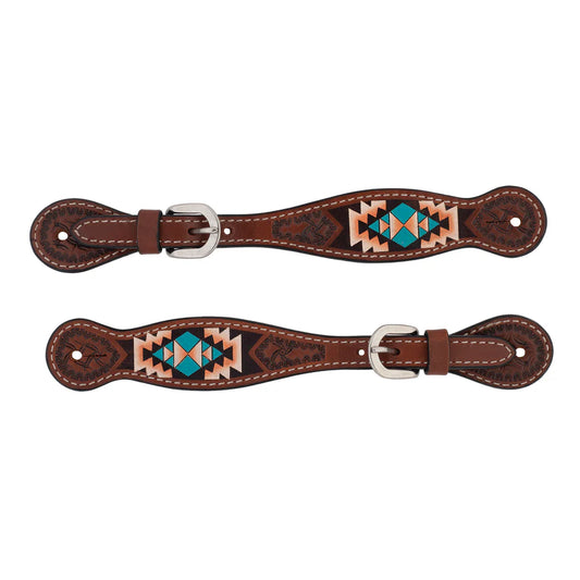 Weaver Ladies Turquoise Cross Aztec Spur Straps