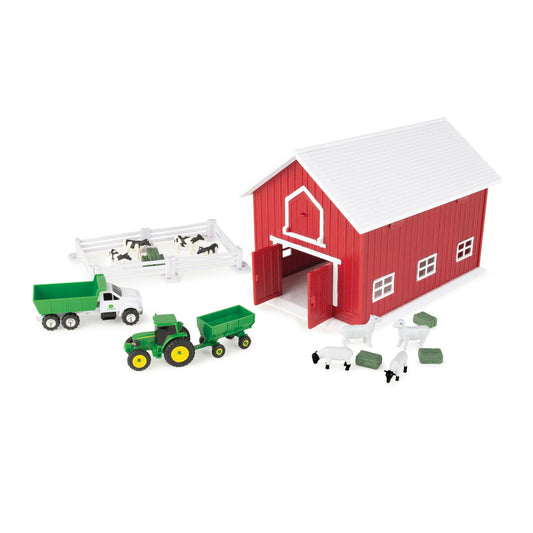John Deere 1:64 Scale 24 Piece Farm Playset with On-the-Go Barn