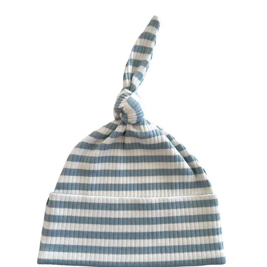 SIIX Collection Organic Ribbed Gown in Dusty Blue Stripe