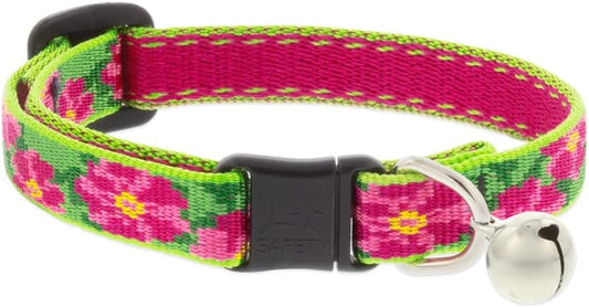 Lupine Adjustable Cat Petunia Pattern Collar with Bell Breakaway Buckle