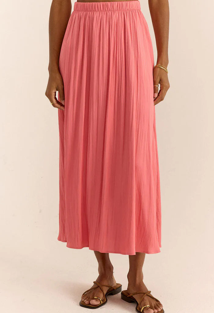 Z Supply Kahleese Luxe Sheen Midi Skirt in Starfish – Cowboy Z Supply Kahleese Luxe Sheen Midi Skirt in Starfish – Cowboy