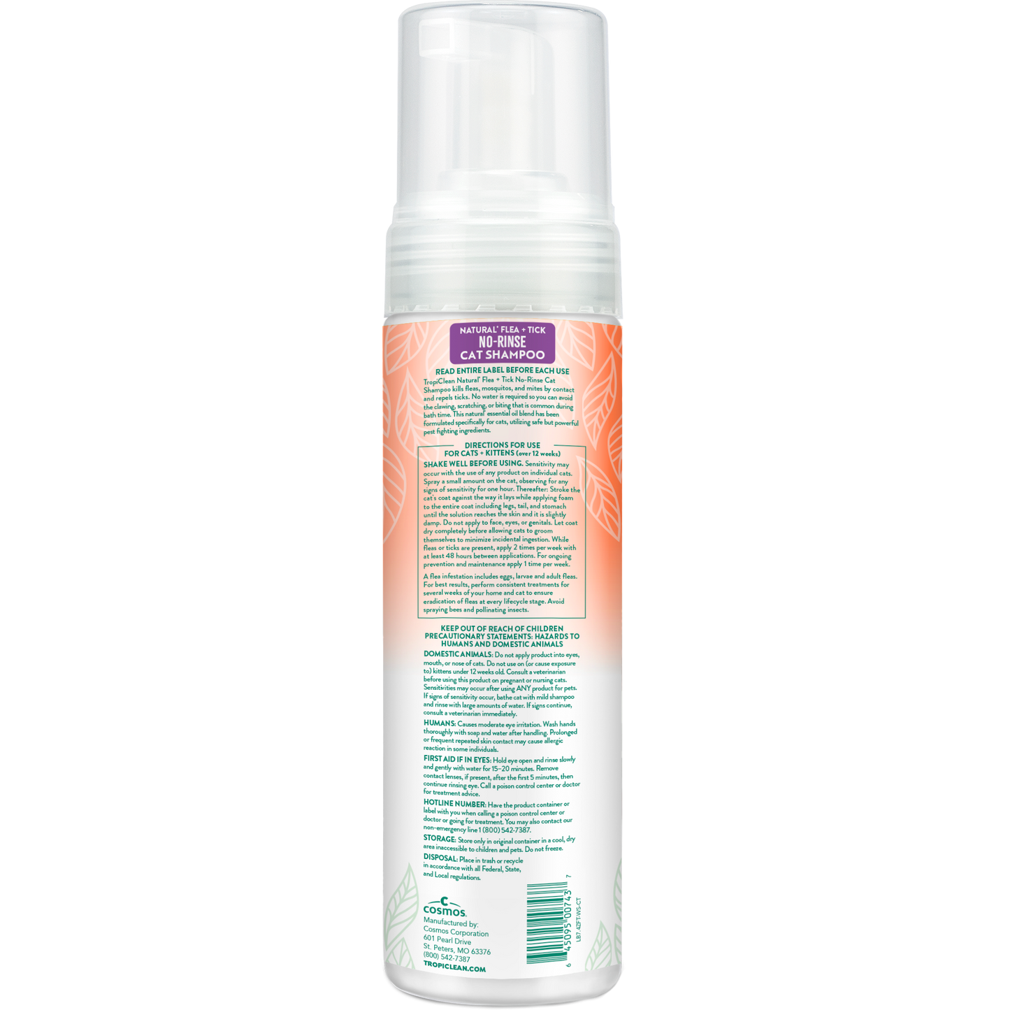 TropiClean Natural Flea & Tick Waterless Shampoo for Cats