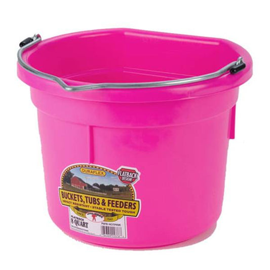 Little Giant® Flat Back Plastic 8 Qt Bucket - Hot Pink
