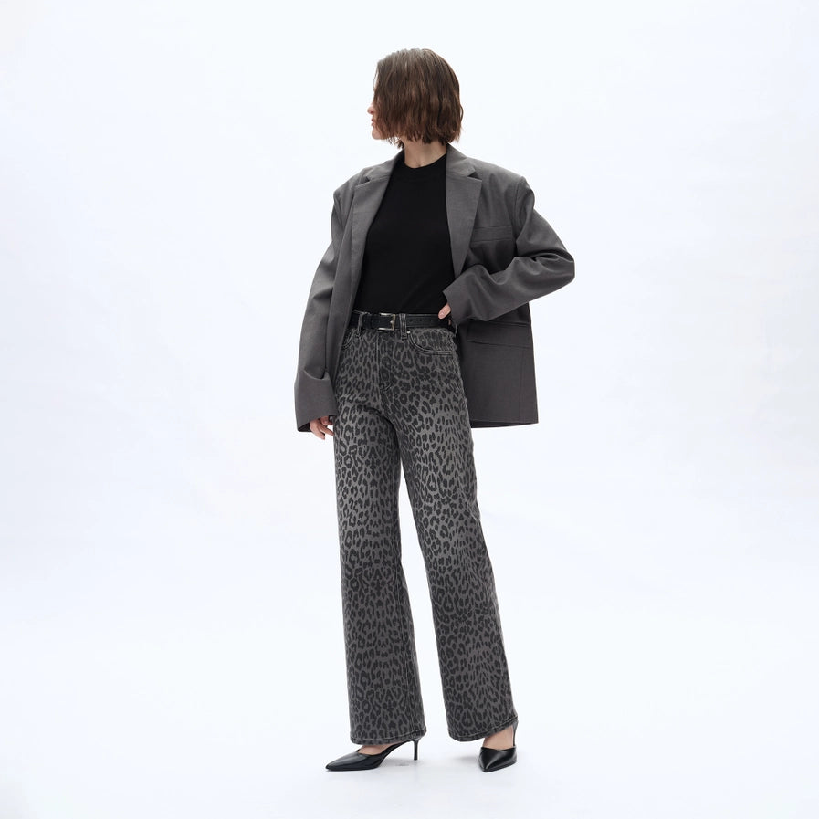 Bayeas High Rise Leopard Print Wide Leg Pants