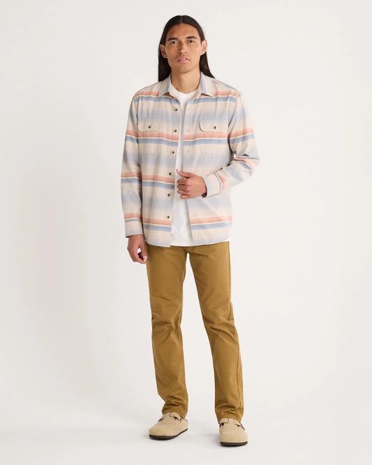 Pendleton Striped Beach Shack Cotton Shirt in Natural Multi Stripe