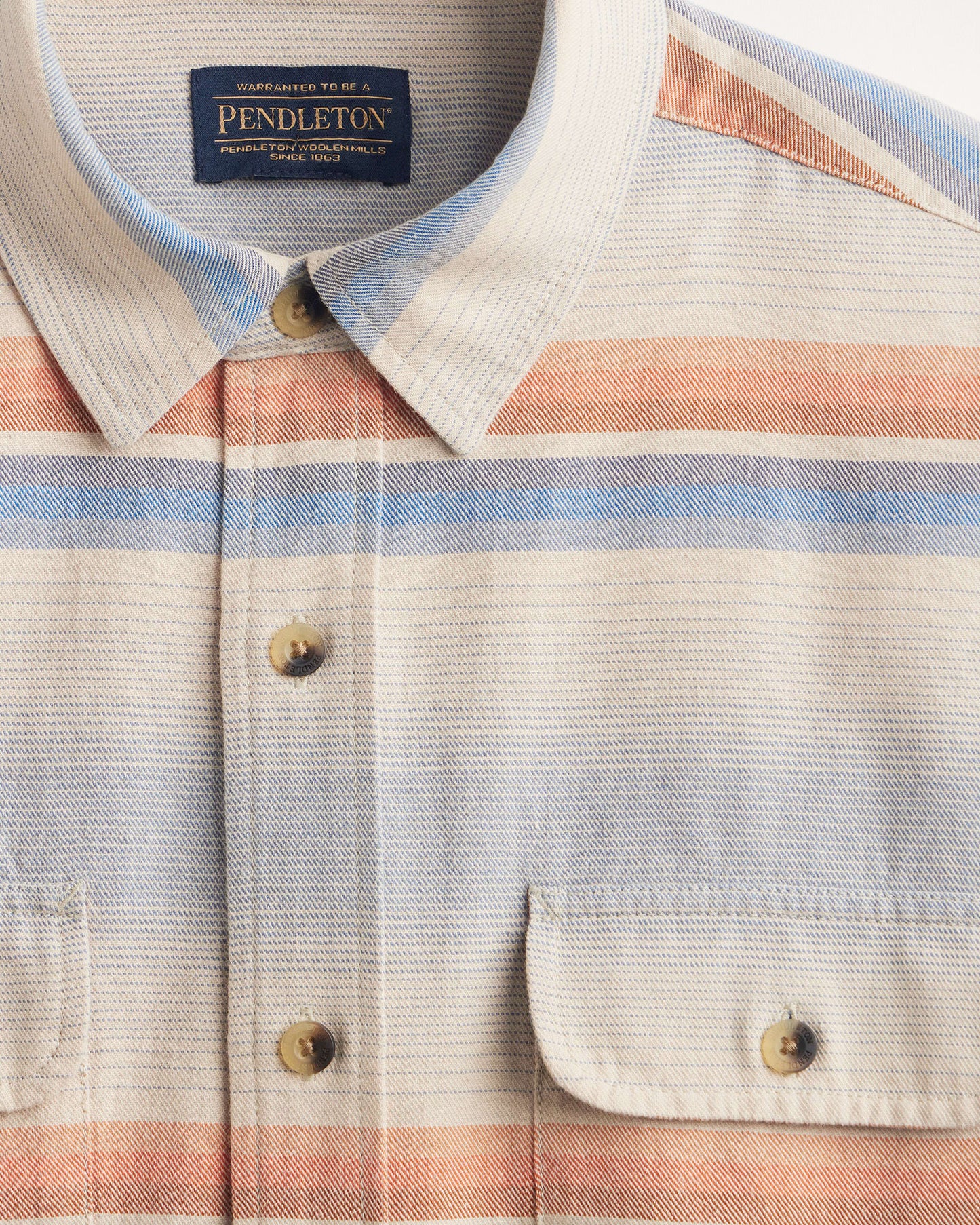 Pendleton Striped Beach Shack Cotton Shirt in Natural Multi Stripe