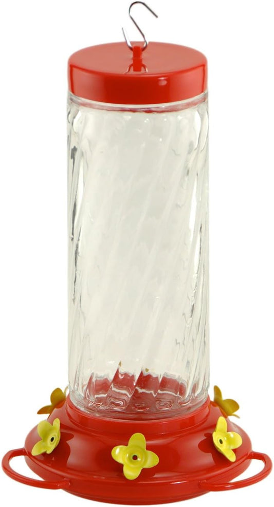 Audubon Clear Swirl Glass Hummingbird Bird Feeder