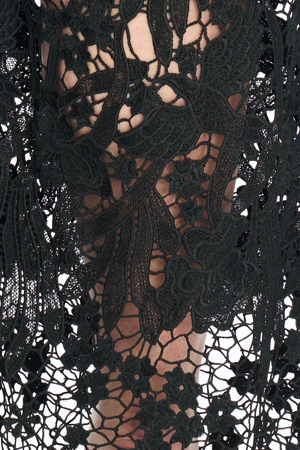 Bayeas Embroidery Wide Leg Lace Jeans with Rhinestones