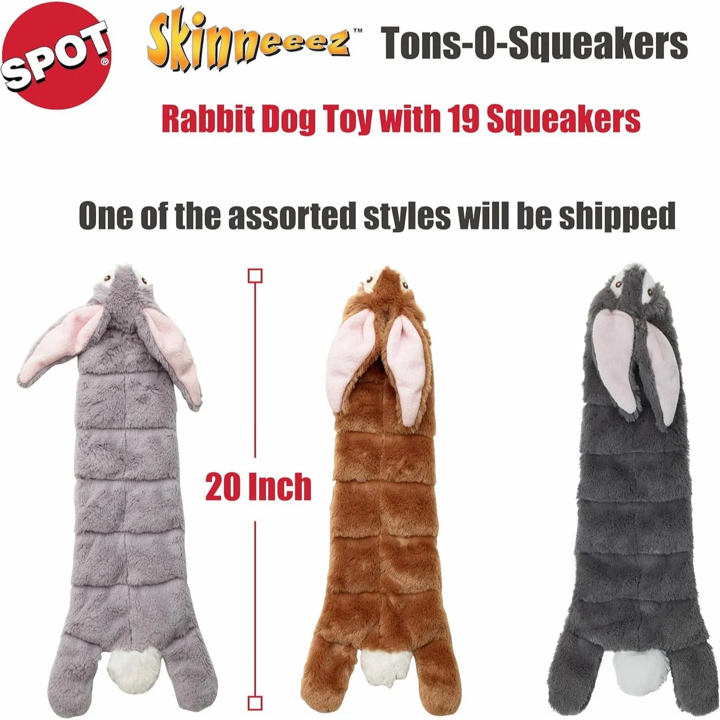 Spot Skinneez Multi Squeaker Rabbit