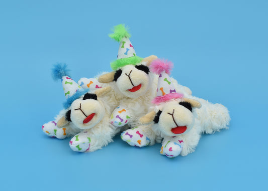 Multipet Lamb Chop with Birthday Hat Dog Toy