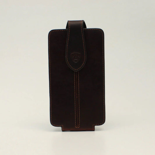 Ariat Dark Brown Leather with Cord Large Clip-On Cell Phone Case