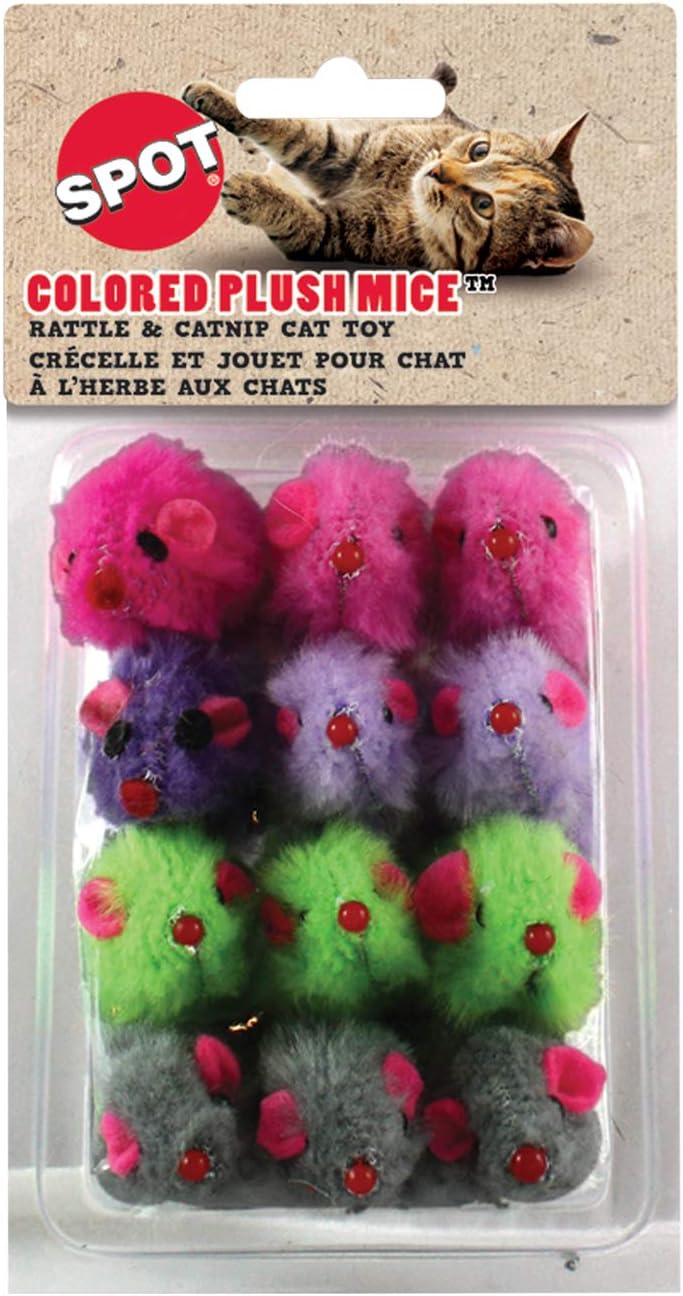 Spot Mouse Cat Toy with Catnip - 12 Pack