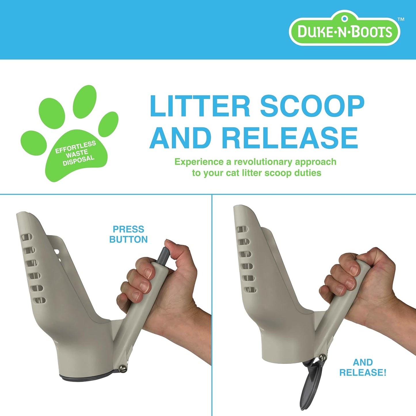 Duke-N-Boots Cat Litter Scoop & Release Cleanup Tool