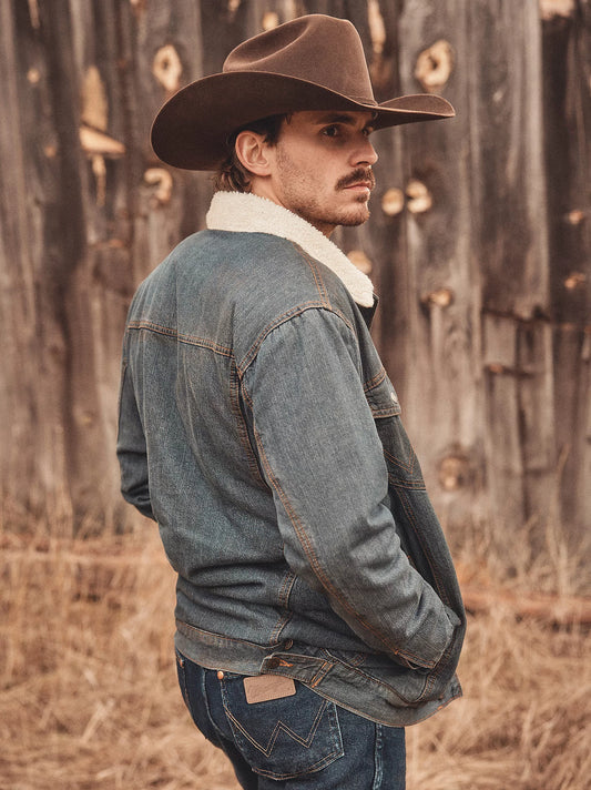Wrangler Western Sherpa Lined Denim Trucker Jacket
