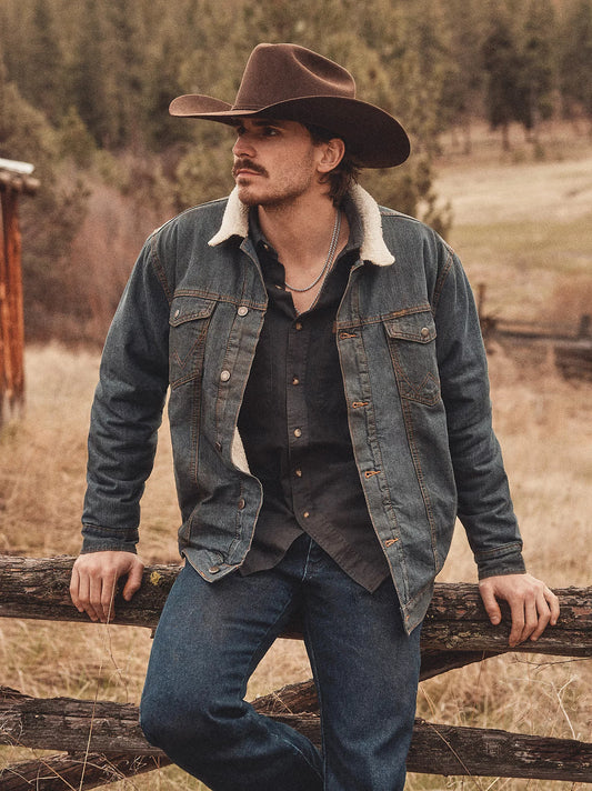 Wrangler Western Sherpa Lined Denim Trucker Jacket