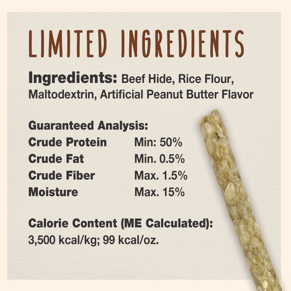 Premium Grade Munchy Beef Hide Sticks-Peanut Butter