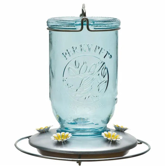 Perky-Pet Antique Blue Mason Jar Hummingbird Feeder